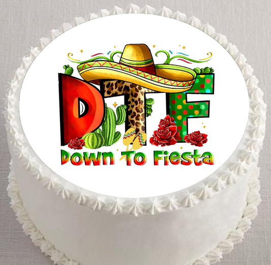 Custom Edible Cake Topper – Cinco De Mayo DTF Design – Pre-cut 8" Round Icing Sheet – RA Pape