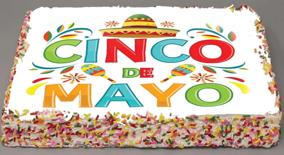 Edible Icing Images Sheet Cake Topper with Cinco De Mayo-themed decoration