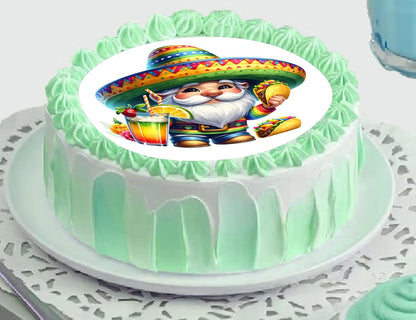 Cinco De Mayo Gnome Edible Image Cake Topper - Easy to use