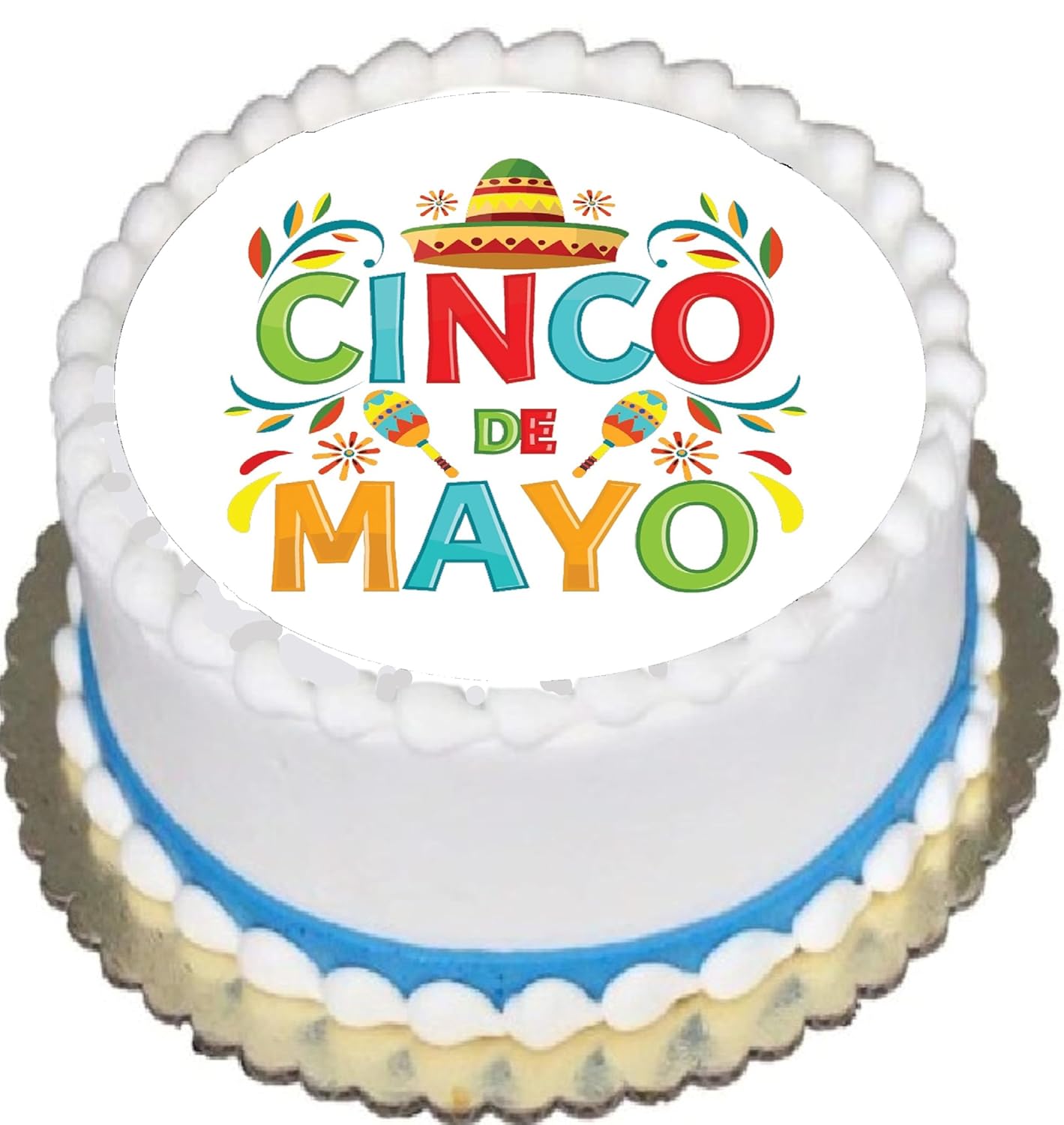 Edible Icing Images Cake Topper with Cinco De Mayo-themed decoration