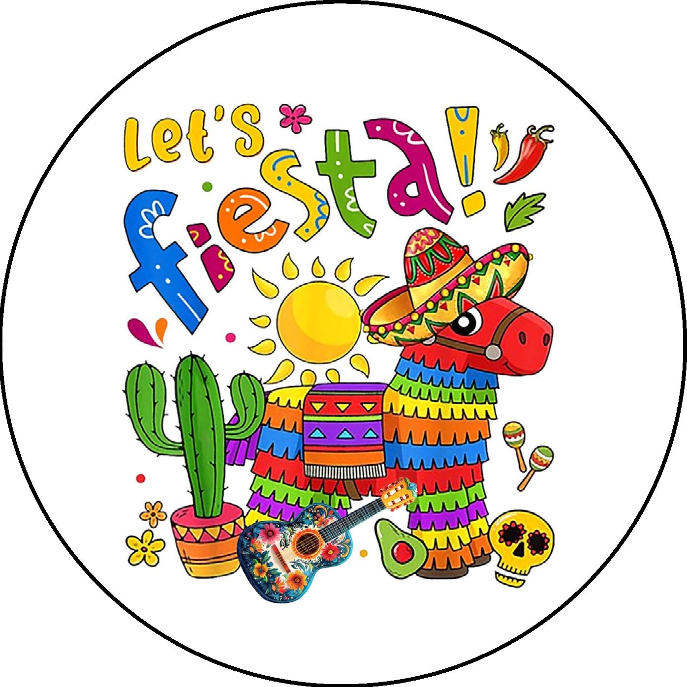 Cinco De Mayo Lets Fiesta Edible Image Cake Topper - precut