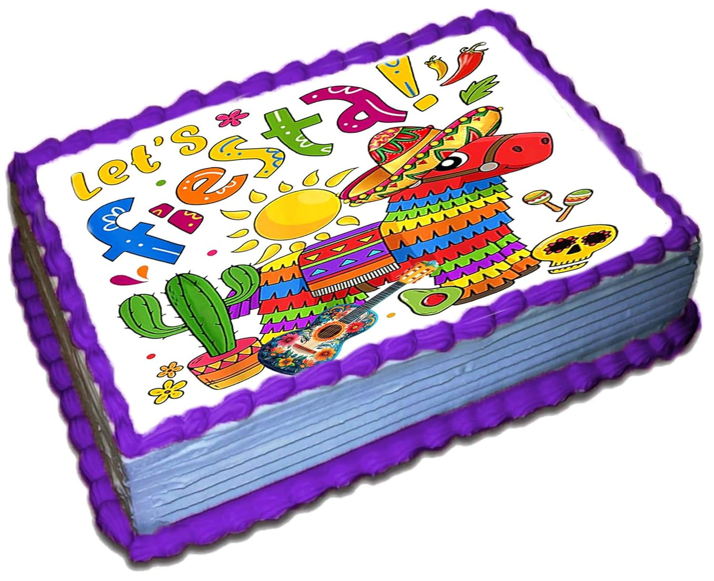 Cinco De Mayo Lets Fiesta Edible Image Sheet Cake Topper - Easy to use