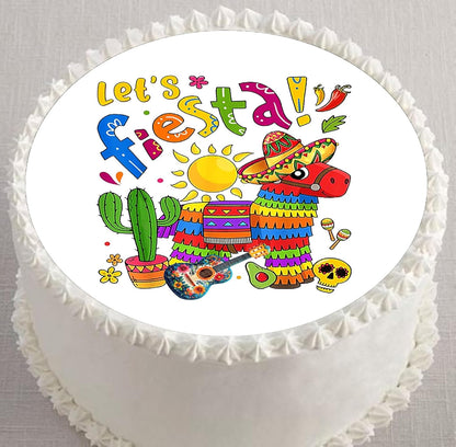Edible Icing Images Cake Topper with Cinco De Mayo Lets Fiesta-themed decoration