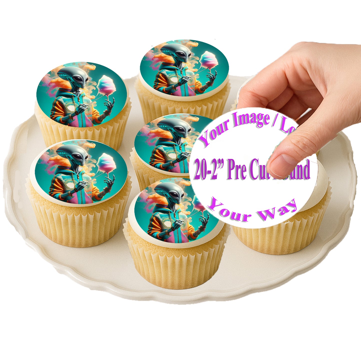 Custom Edible Cake Images Cupcake Your Image Your way with Logo