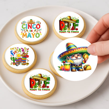 Custom Edible Cake Topper – Cinco De Mayo Colection – Icing Sheet Cookie & Cupcake Images –20 Pre-cut 2” Round– RA Pape Easy to Use