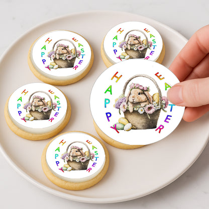 Easter Bunny Basket Icing Sheet Cookie & Cupcake Topper 20 Precut 2” Edible Images Easy to Use