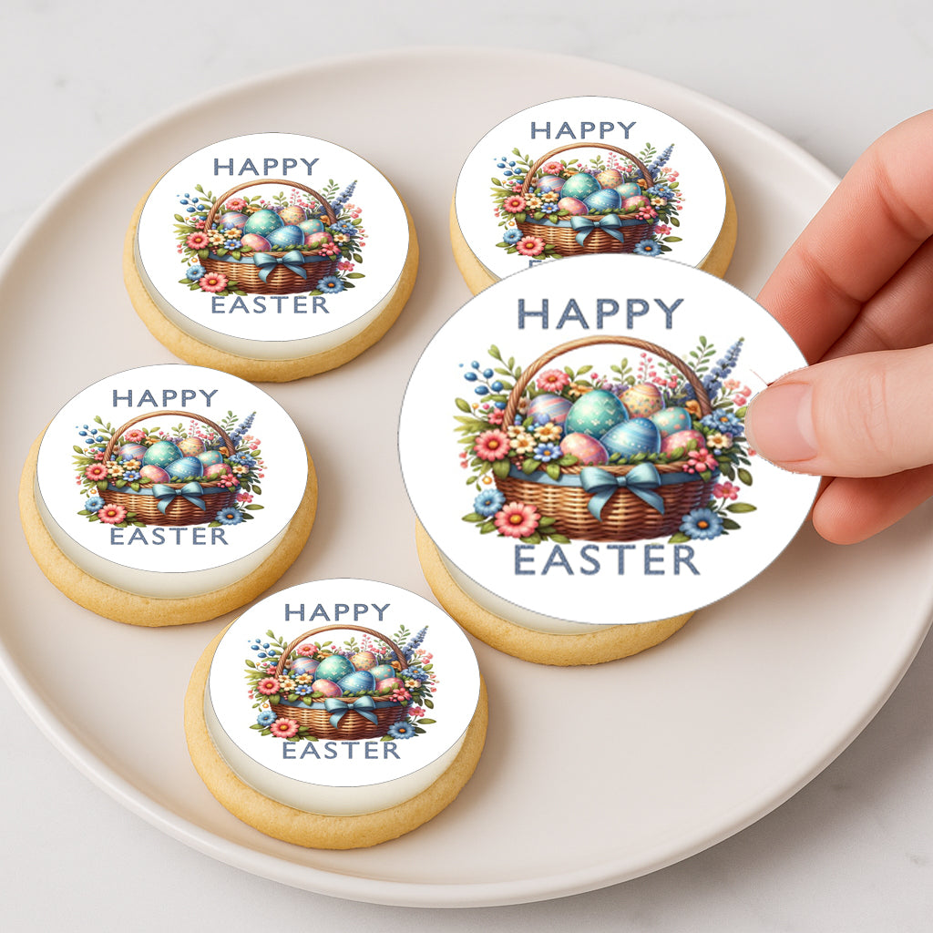 Easter Egg Basket Icing Sheet Cookie & Cupcake Topper 20 Precut 2” Edible Images easy to apply
