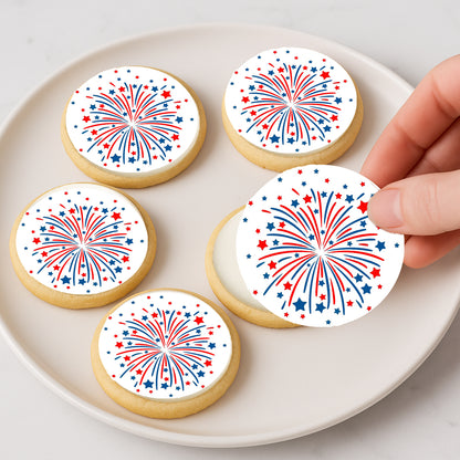 RA Pape Fireworks Edible Icing Sheet Cookie & Cupcake Topper –20 Pre-cut 2” Edible Images Easy to Use