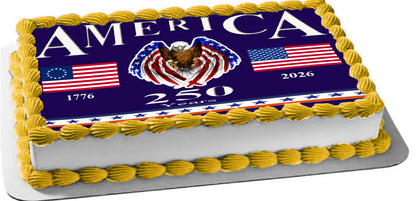 RA Pape Happy 250 Birthday USA Edible Image Cake Topper – 1/4 Icing Sheet  - 9 x 13  Cake Easy to Use
