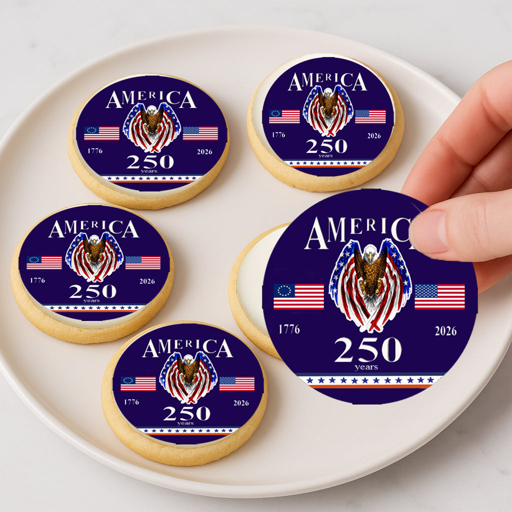 RA Pape Happy 250 Birthday USA Icing Sheet Cookie & Cupcake Topper –20 Pre-cut 2” Edible Images Easy to Use