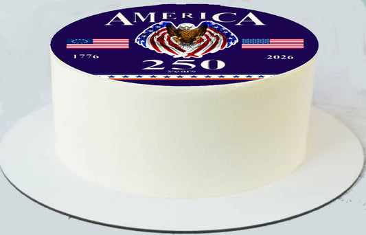 RA Pape Happy 250 Birthday USA Edible Image Cake Topper – Pre-cut 8" Round Icing Sheet easy to use