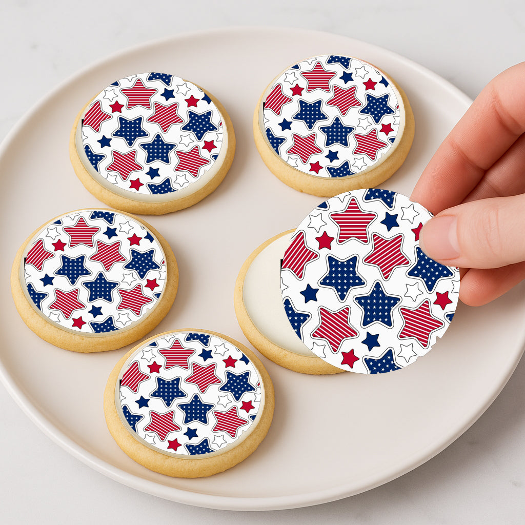 Independence Star Icing Sheet Cookie & Cupcake Topper –20 Pre-cut 2” Edible Images Easy To Use