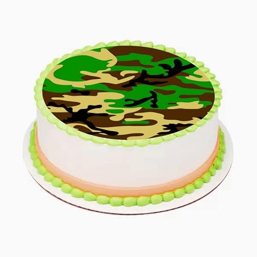 RA Pape Soldiers Woodland Cameo Edible Image Cake Topper – Pre-cut 8" Round Icing Sheet Easy to Use