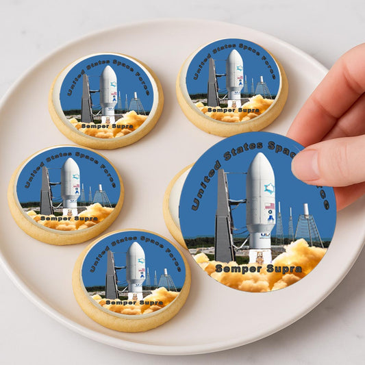 RA Pape Space Force Semper Supra Icing Sheet Cookie & Cupcake Topper –20 Pre-cut 2” Edible Images Easy to Use