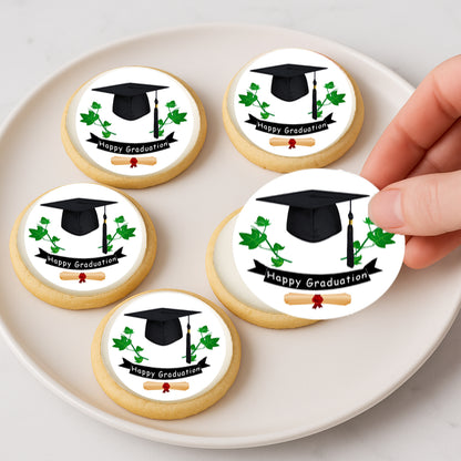 Custom Edible Cookie & Cupcake Topper Ivy League Graduation Design 20 - 2” Precut Icing Sheet - RA Pape