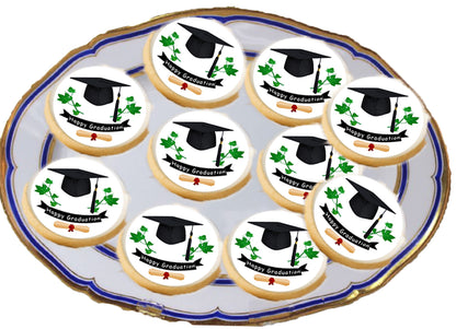 Custom Edible Cookie & Cupcake Topper Ivy League Graduation Design 20 - 2” Precut Icing Sheet - RA Pape easy to use