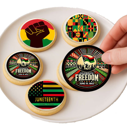 Custom Edible Cookie & Cupcake Topper Juneteenth Mixed Set 20 - 2” Precut Icing Sheet - RA Pape
