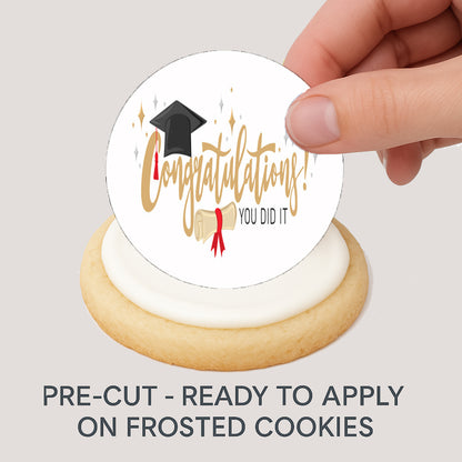 Custom Edible Cookie & Cupcake Topper Mixed Graduation Designs 20 - 2” Precut Icing Sheet - RA Pape ready to apply
