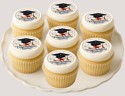Custom Edible Cookie & Cupcake Topper Congratulation Graduate Design 20 - 2” Precut Icing Sheet - RA Pape-Ready to apply