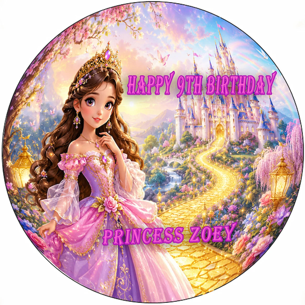 Custom Edible Image Cake Topper - Birthday Princess - precut 8" Icing Sheet - RA Pape fun for everyone