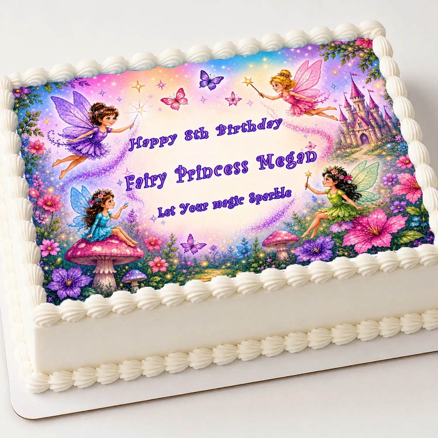 Custom Edible Image Cake Topper - Magical Fairy Princess Birthday -1/4 Icing Sheet - RA Pape