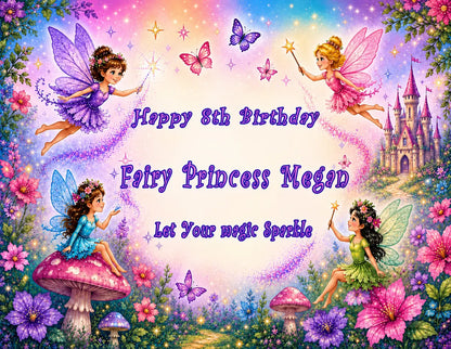 Custom Edible Image Cake Topper - Magical Fairy Princess Birthday -1/4 Icing Sheet - RA Pape easy to use