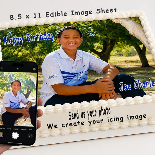 Custom Edible Image Cake Topper - Personalized Photo Icing Sheet 1/4 Size