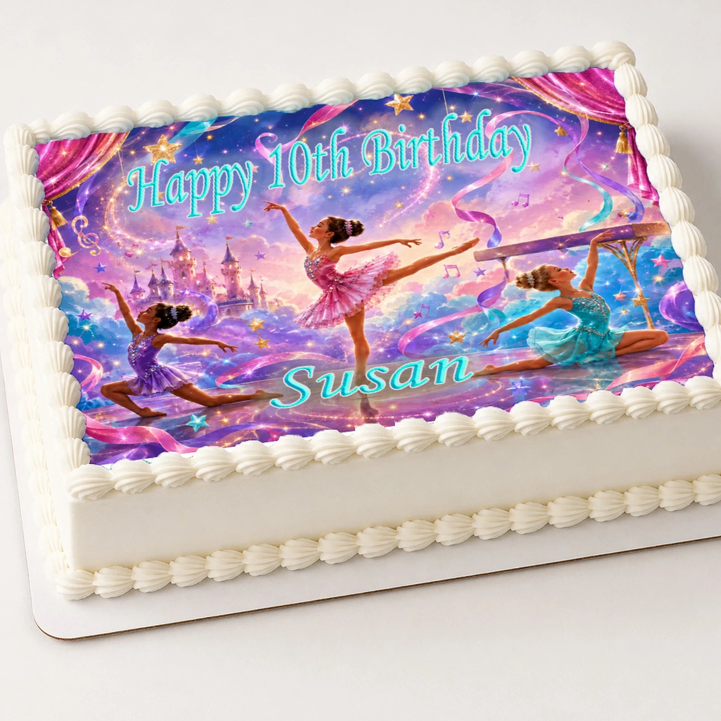 Custom Edible Image Cake Topper - Princess Ballerina Birthday - 1/4 Icing Sheet - RA Pape