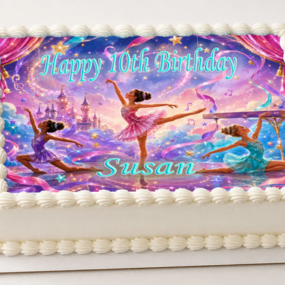 Custom Edible Image Cake Topper - Princess Ballerina Birthday - 1/4 Icing Sheet - RA Pape Closer Look