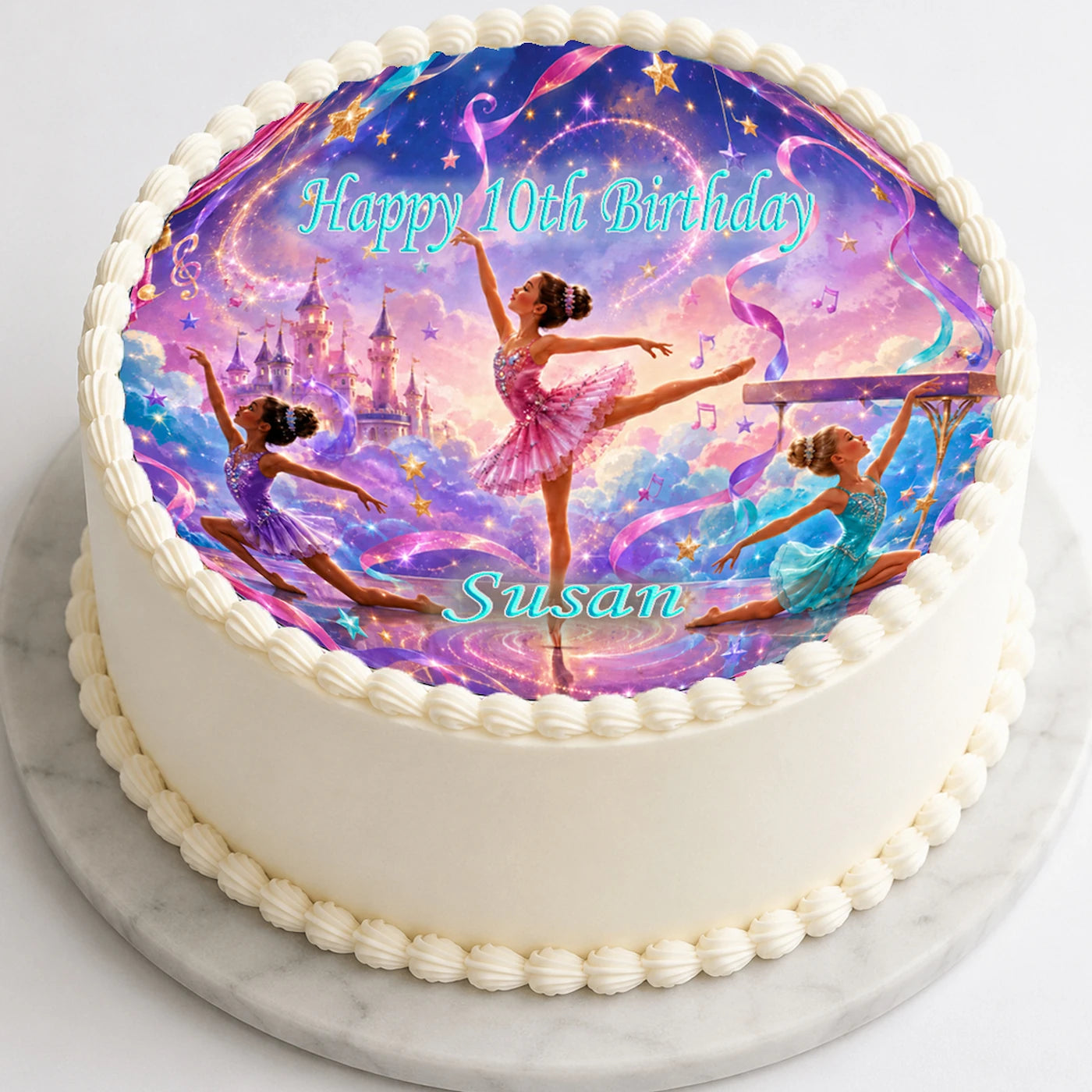 Custom Edible Image Cake Topper - Princess Ballerina Birthday - precut 8" Icing Sheet - RA Pape