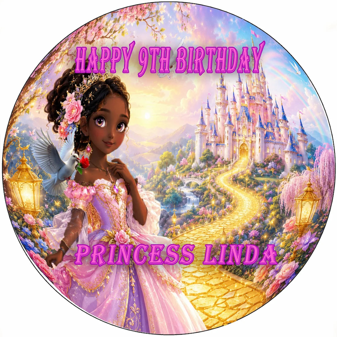 Custom Edible Image Cake Topper - Princess Birthday - precut 8" Icing Sheet - RA Pape Fun for eveyone