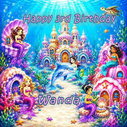 Custom Edible Image Topper - Mermaid Under The Sea Birthday -1/4 Icing Sheet - RA Pape easy to use