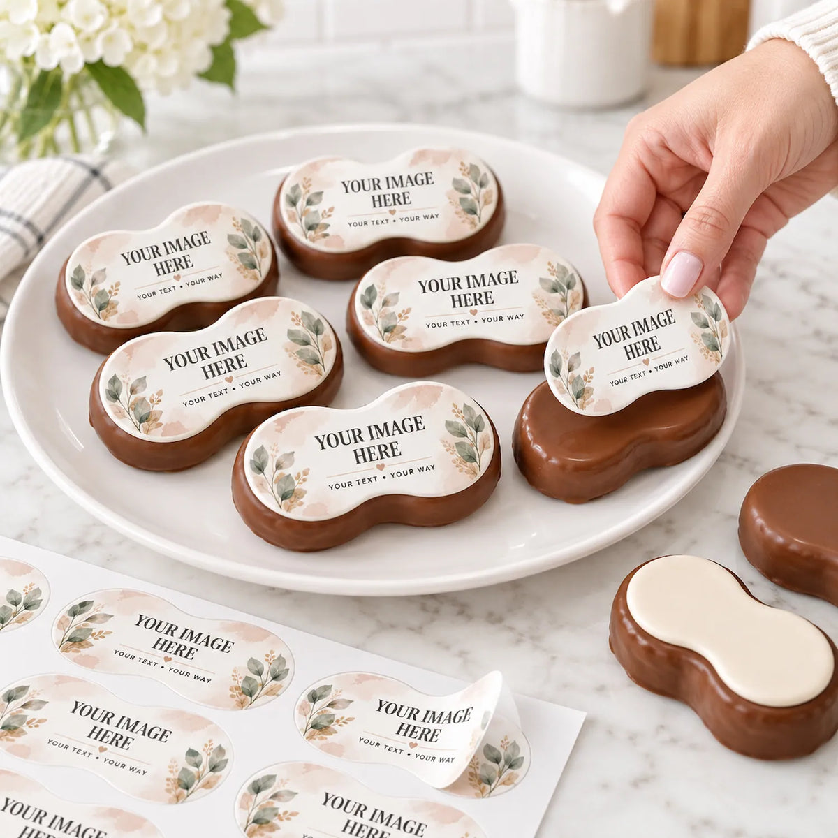 Custom Peanut Shape Edible Cookie Toppers 12 Precut Personalized Photo Text