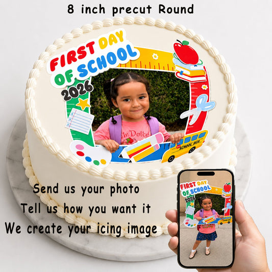Custom Photo Edible Image Cake Topper - 8" Precut Personalized Picture Icing Sheet