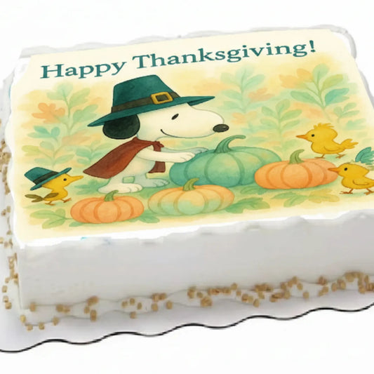 Thanksgiving Edible Image Cake Topper – Woodland Pumpkin Patch – 1/4 Sheet Cake Icing Sheet – RA Pape