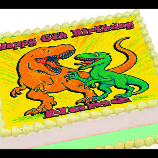 Dinosaur Jurassic Birthday Edible Image Cake Topper – 1/4 Icing Sheet – RA Pape
