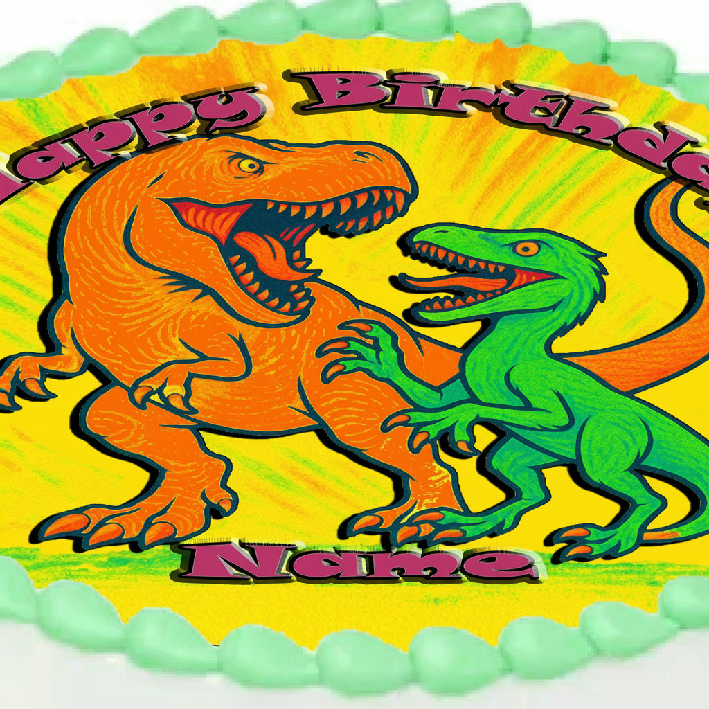 Dinosaur Jurassic Birthday Edible Image Cake Topper – Precut 8" Icing Sheet – RA Pape