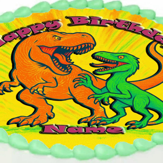 Dinosaur Jurassic Birthday Edible Image Cake Topper – Precut 8" Icing Sheet – RA Pape