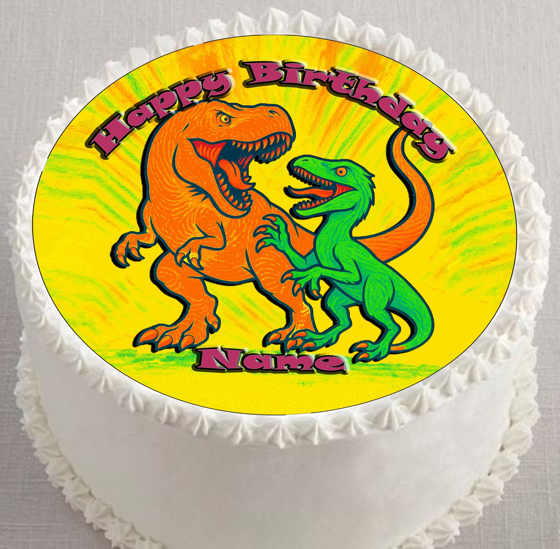 Dinosaur Jurassic Birthday Edible Image Cake Topper – Precut 8" Icing Sheet – RA Pape Easy to use