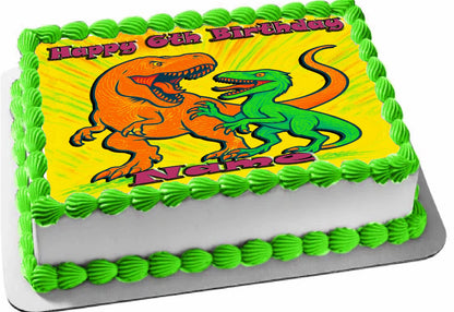 Birthday cake topper with Dinosaur Jurassic Birthday Party from  Edible Icing Images