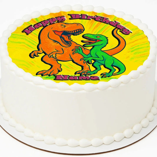 Dinosaur Jurassic Birthday Edible Image Cake Topper – Precut 8" Icing Sheet – RA Pape