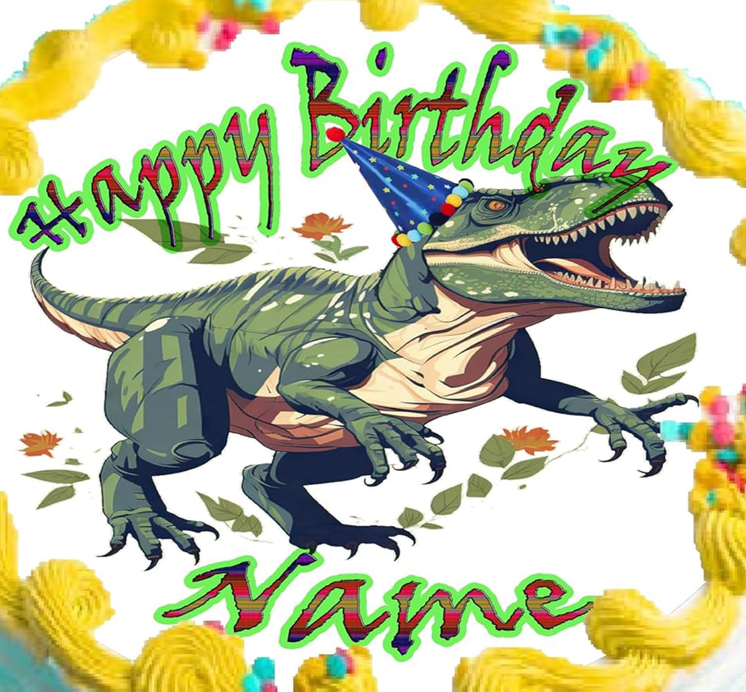 Dinosaur T-Rex Birthday Edible Image Cake Topper Precut 8" Round Icing Sheet – RA Pape