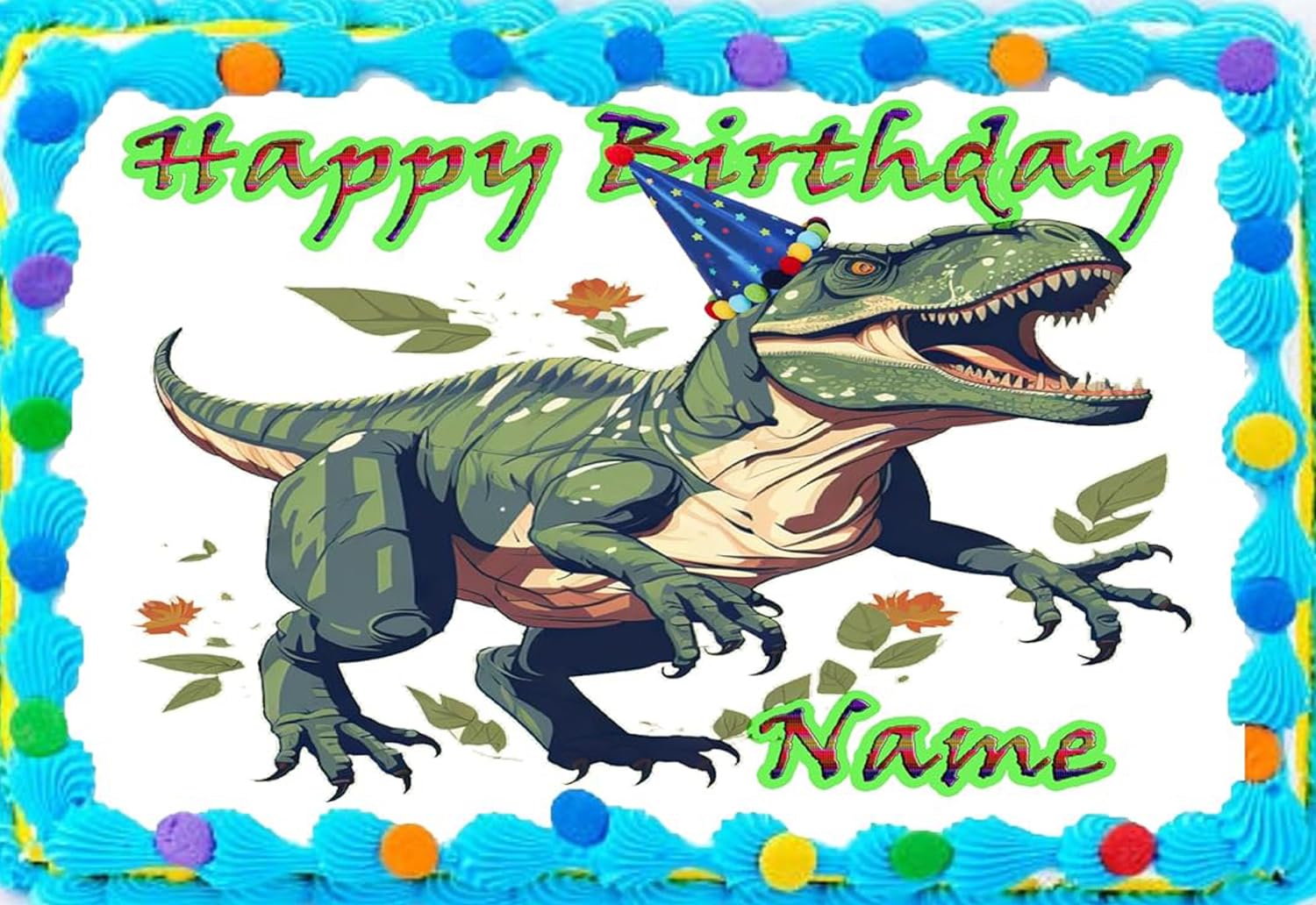 Dinosaur T-Rex Birthday Edible Image Cake Topper Precut 8" Round Icing Sheet – RA Pape