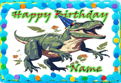 Dinosaur T-Rex Birthday Edible Image Cake Topper Precut 8" Round Icing Sheet – RA Pape