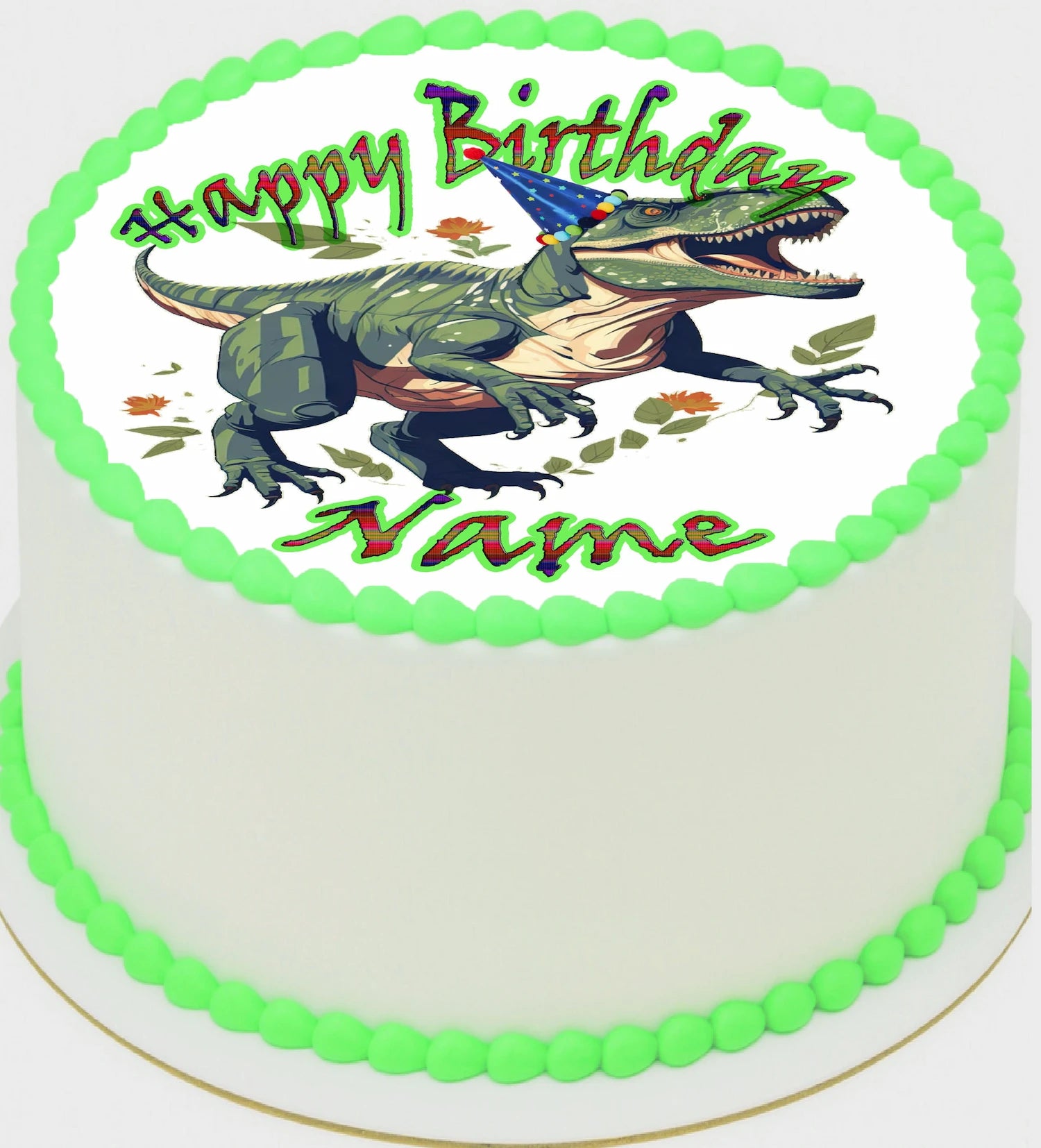 Dinosaur T-Rex Birthday Edible Image Cake Topper Precut 8" Round Icing Sheet – RA Pape