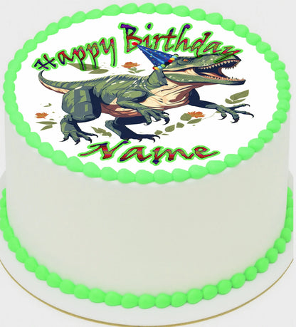Dinosaur T-Rex Birthday Edible Image Cake Topper Precut 8" Round Icing Sheet – RA Pape