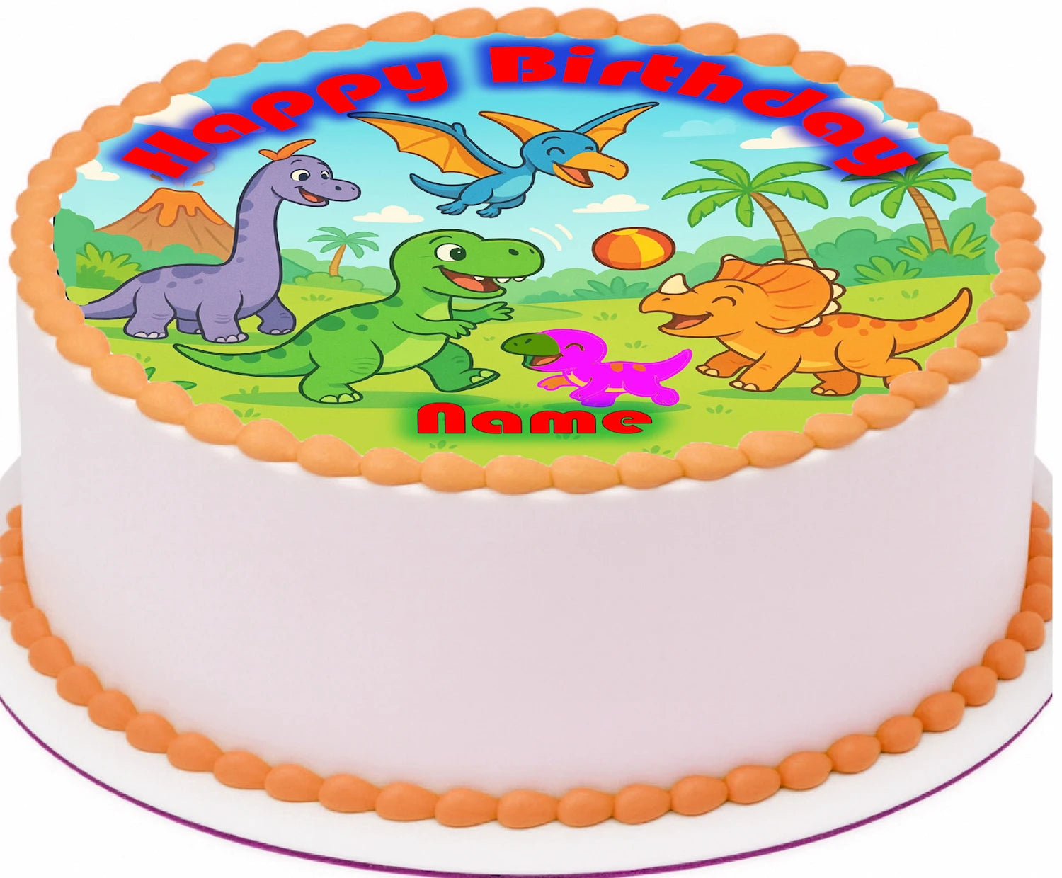 Dinosaur at Play Birthday Edible Image Cake Topper - Precut 8" Icing Sheet – RA Pape