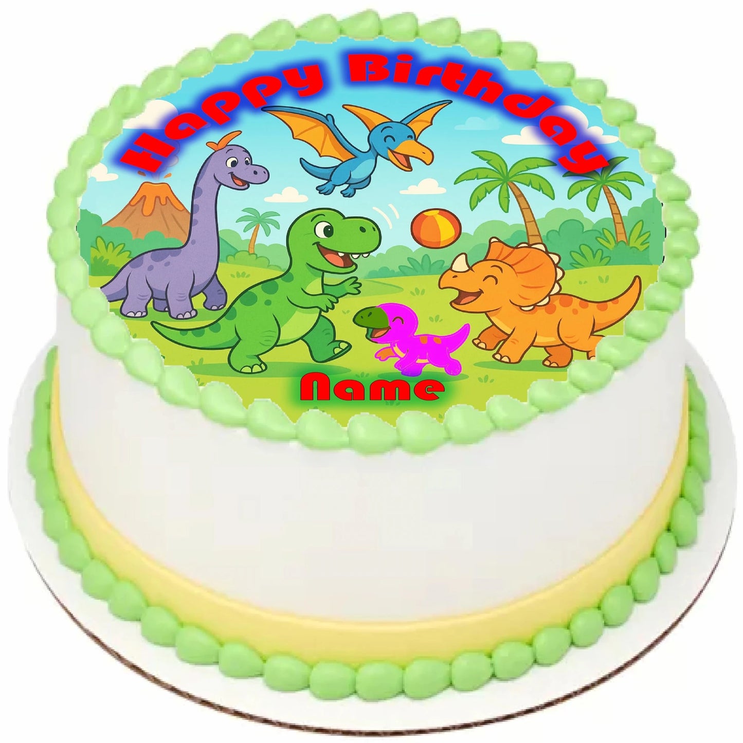 Dinosaur at Play Birthday Edible Image Cake Topper - Precut 8" Icing Sheet – RA Pape Easy to use