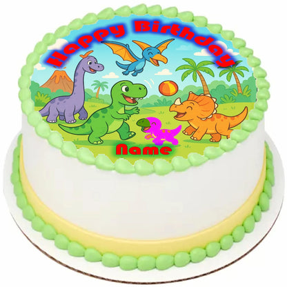 Dinosaur at Play Birthday Edible Image Cake Topper - Precut 8" Icing Sheet – RA Pape Easy to use