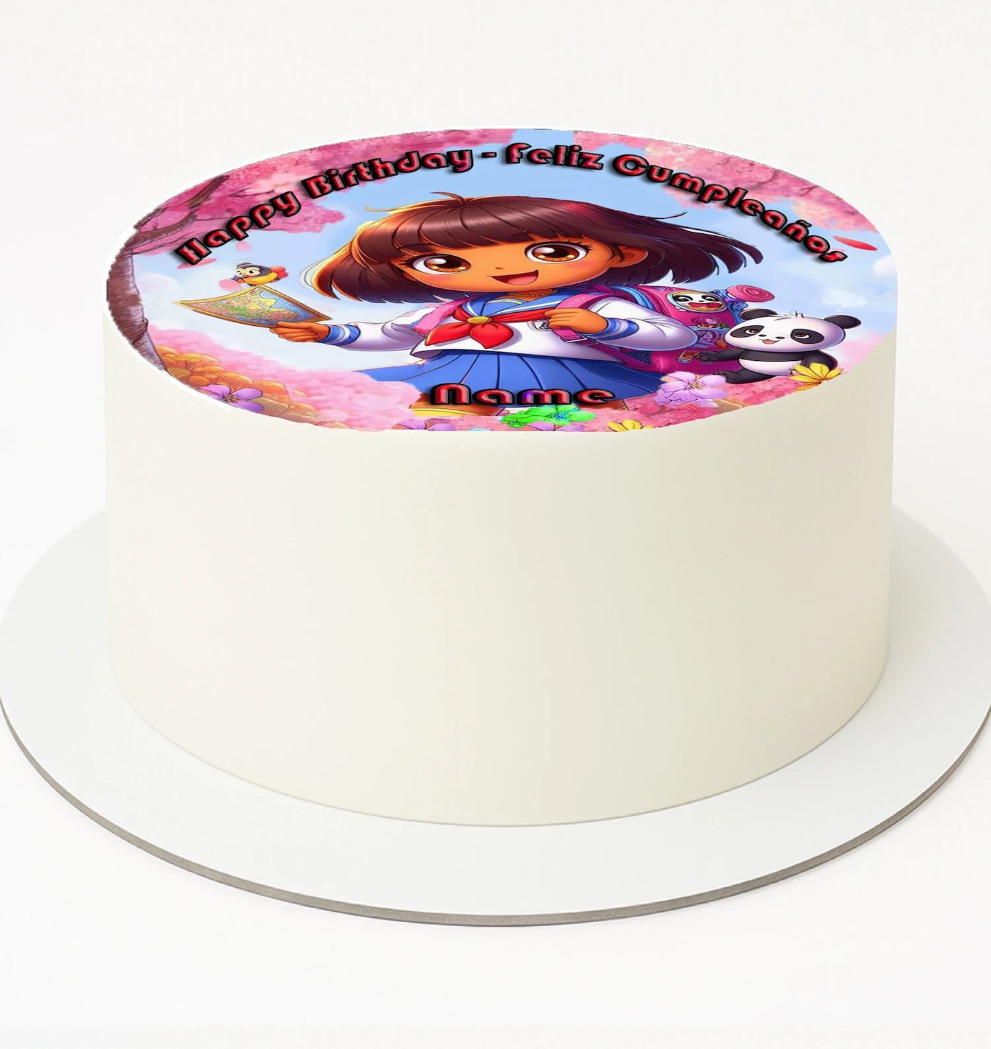 Edible Image with Dora the Explorer themed cake topper.